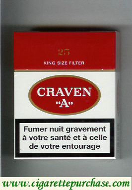 Craven A 25 king size filter cigarettes